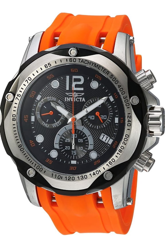 Men's Speedway Chrono Orange Polyurethane Black Dial Movement: Quartz