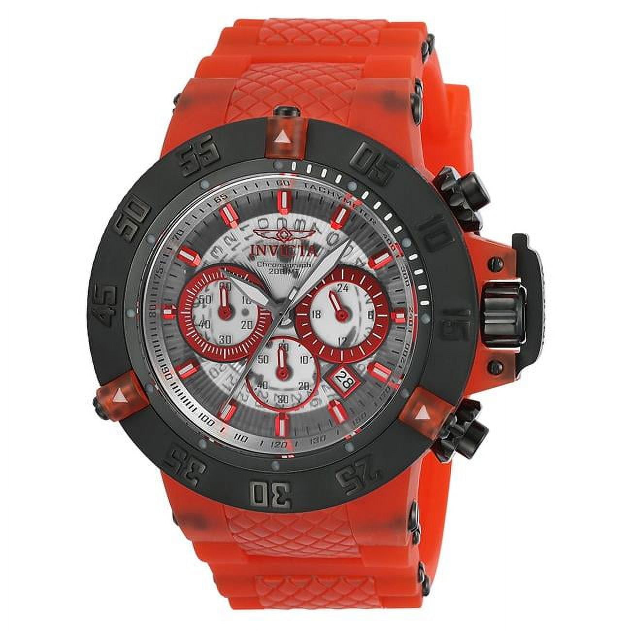 Invicta Men's Subaqua Red Silicone Band Steel Case Swiss Quartz White Dial Analog Watch 24364
