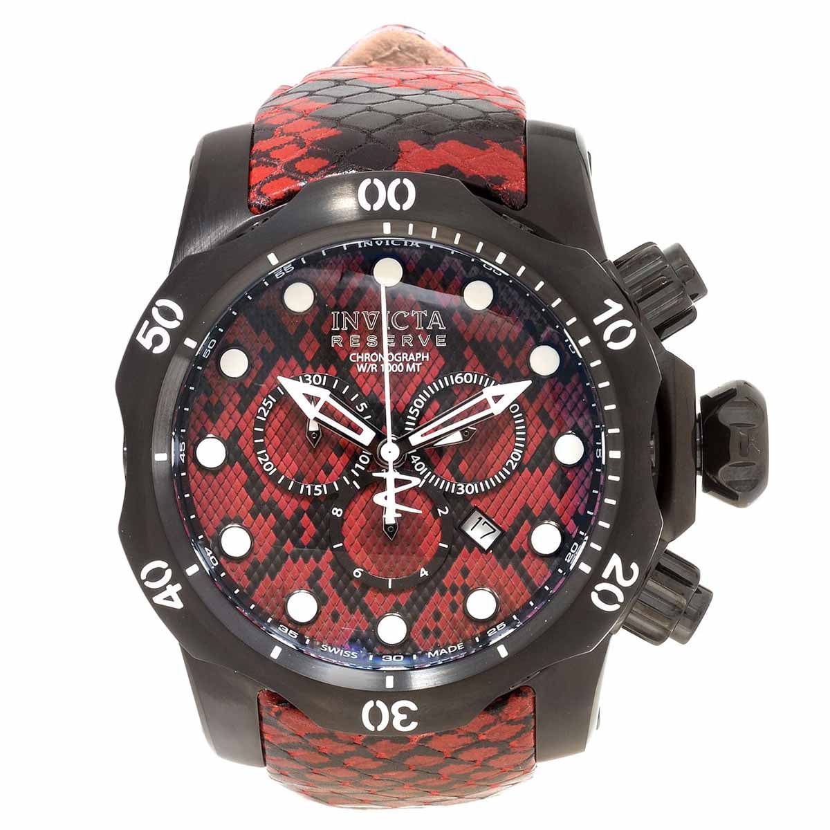 Invicta Men's Venom Reserve Chrono Red & Black Genuine Leather Red