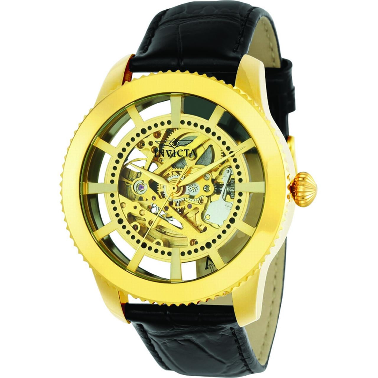 Invicta Men s Vintage Gold Leather Dress Watch Tunisia Ubuy