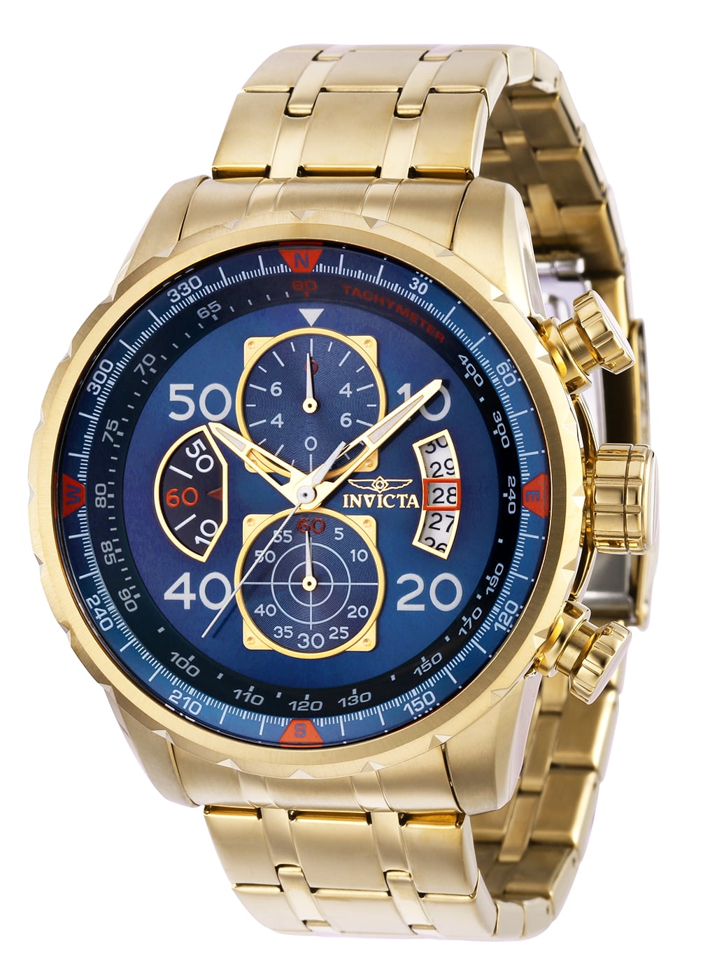 Invicta Bolt Blue Dial Chronograph 25866 reloj dorado dial azul para hombre  - TIME El Salvador