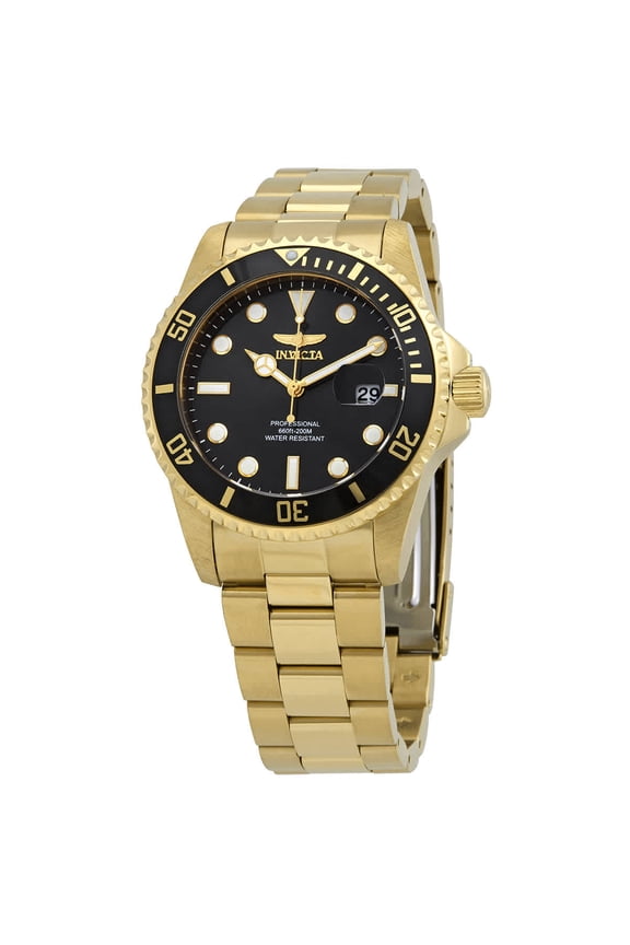 Pro Diver Quartz Black Dial Yellow Gold-tone Men's Watch 33271