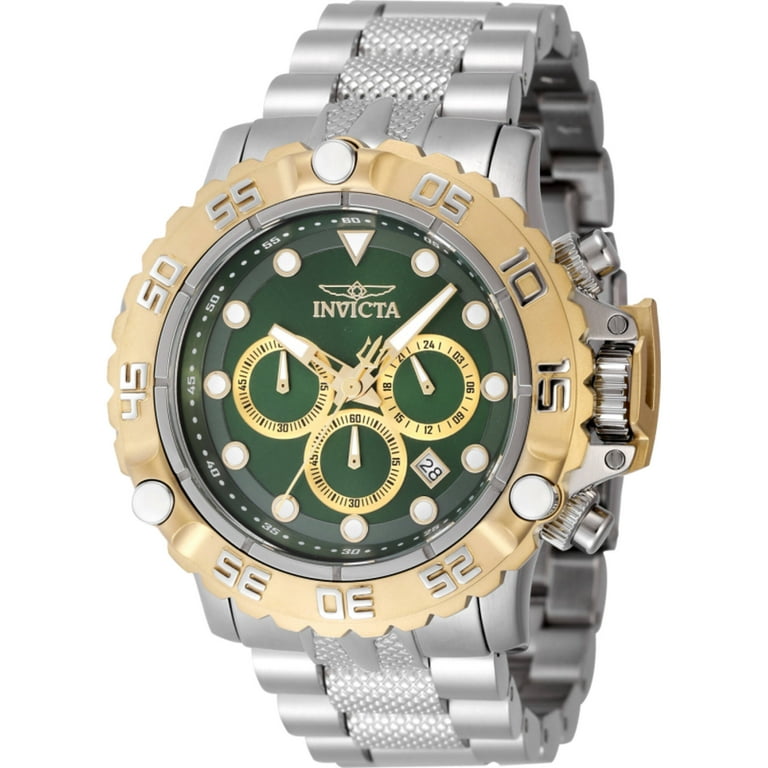 Invicta Mens Subaqua Automatic Chronograph Green, Gold Dial Watch