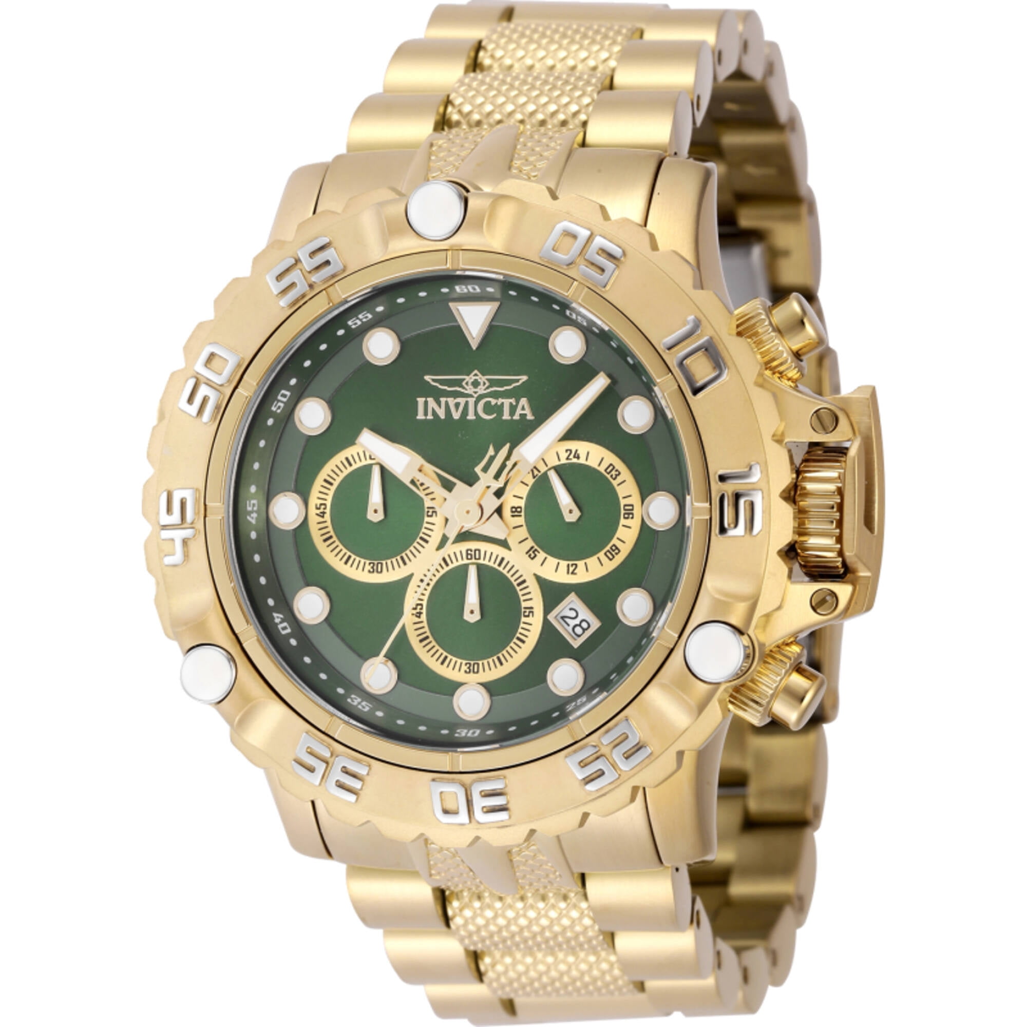 Invicta Mens Subaqua Automatic Chronograph Green, Gold Dial Watch