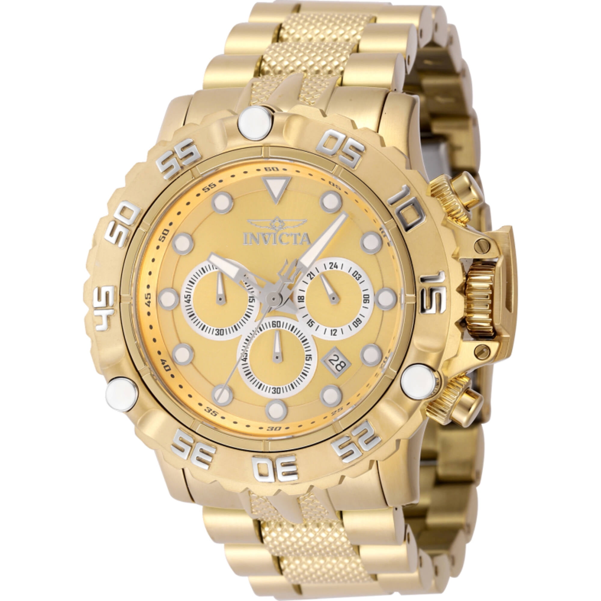 Invicta Mens Subaqua Quartz Chronograph Gold, Silver Dial Watch