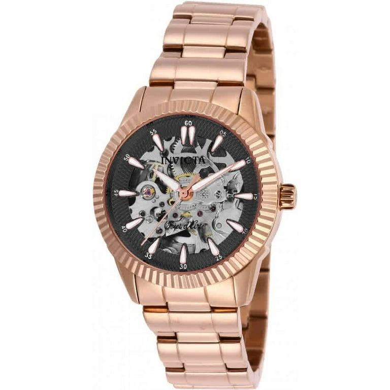 Invicta black shop skeleton watch