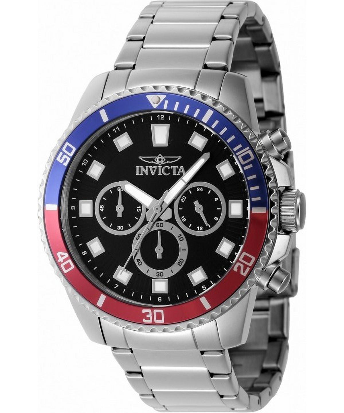 Invicta Pro Diver Chronograph GMT Quartz Black Dial Pepsi Bezel