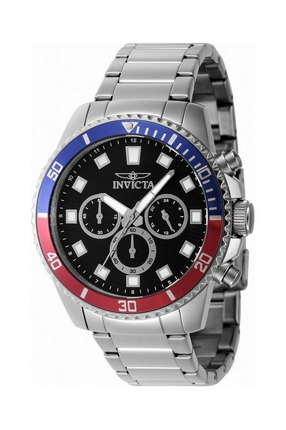 Pro Diver Chronograph GMT Quartz Black Dial Pepsi Bezel Men's Watch 46053