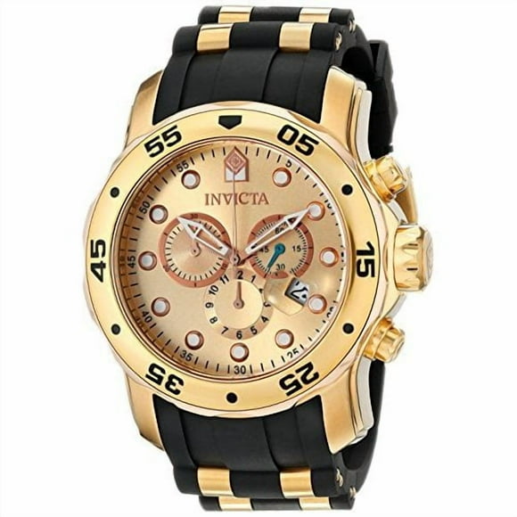 Men's Pro Diver Chronograph Gold-Tone Dial Black Polyurethane