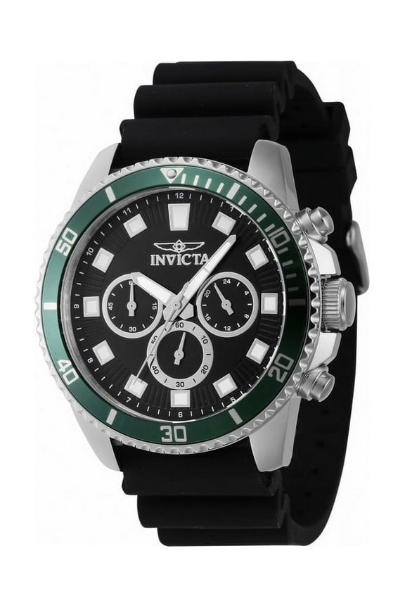 Pro Diver Chronograph Silicone Strap Black Dial Quartz 46086 Men's Watch