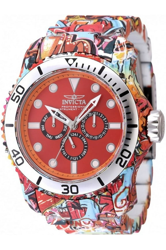 Pro Diver Date Day Quartz Red Dial Men's Watch 47853