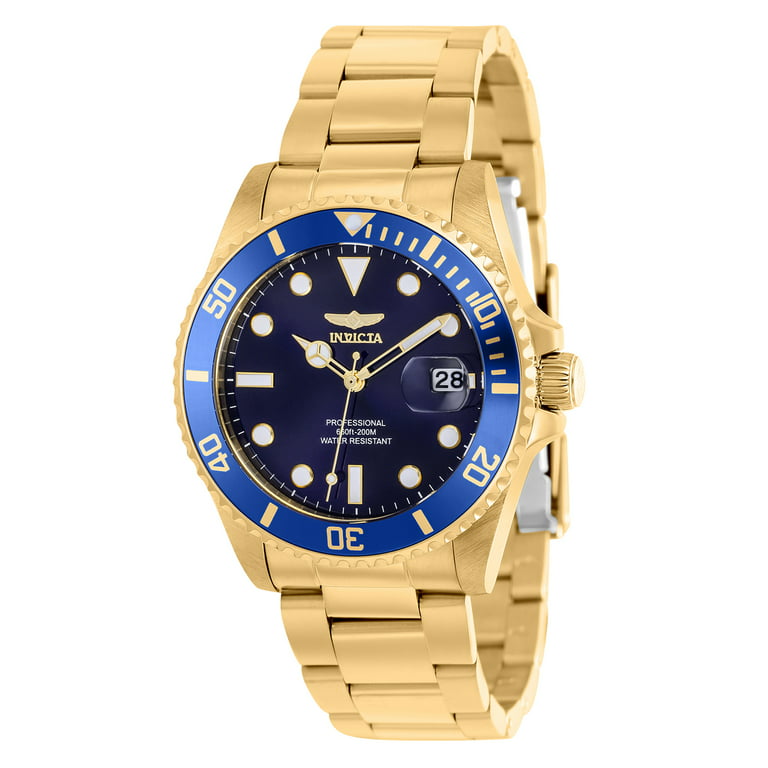 Invicta Diver Lady 38mm Stainless Steel Gold Blue dial Quartz Watch - Walmart.com