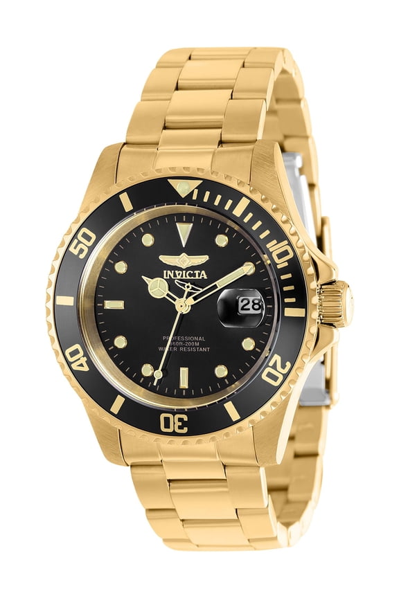 Pro Diver Men 40mm Stainless Steel Gold Black dial Quartz Watch