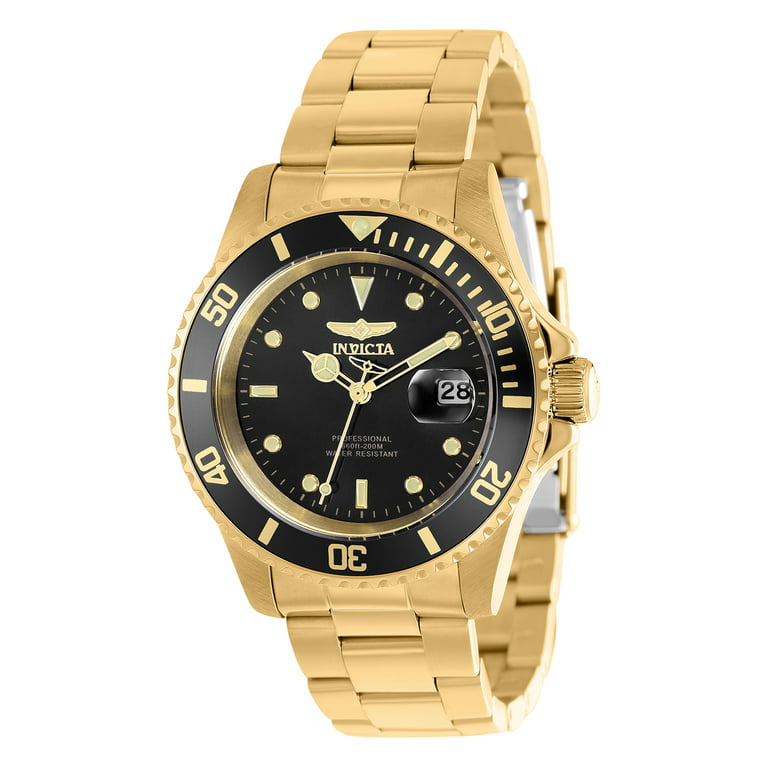 ondsindet Astrolabe Brød Invicta Pro Diver Men 40mm Stainless Steel Gold Black dial Quartz Watch -  Walmart.com