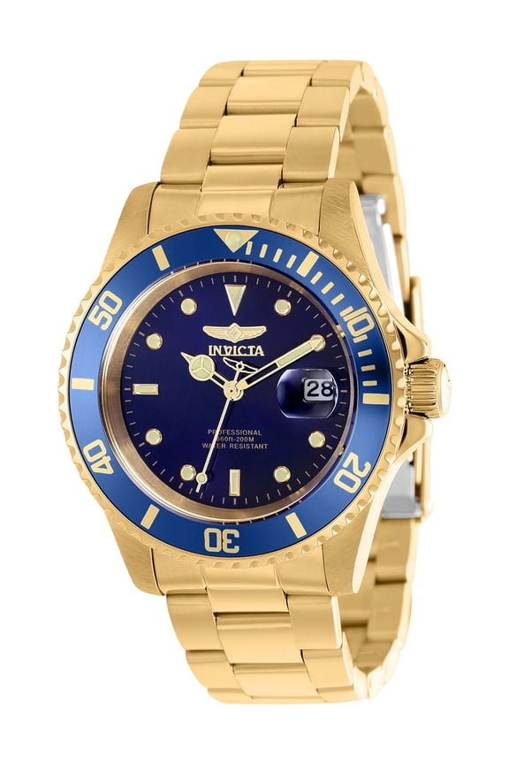 Pro Diver Men 40mm Stainless Steel Gold Blue dial Quartz Watch