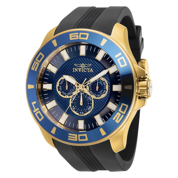 Invicta Pro Diver Men 50mm Stainless Steel Gold Blue dial Chronograph Quartz Watch
