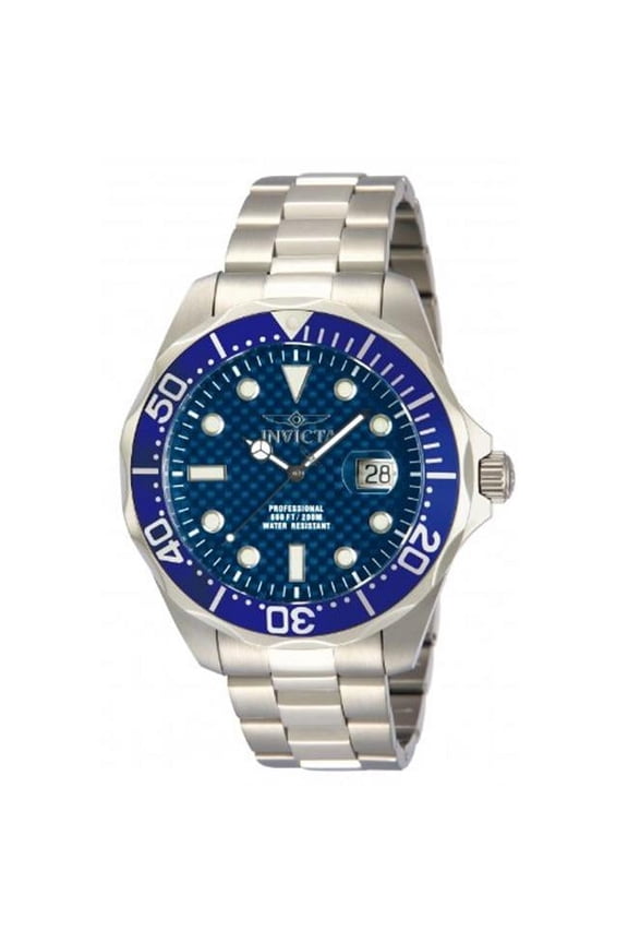Invicta Pro Diver Quartz 3H Blue Dial Stainless Steel Band Watch