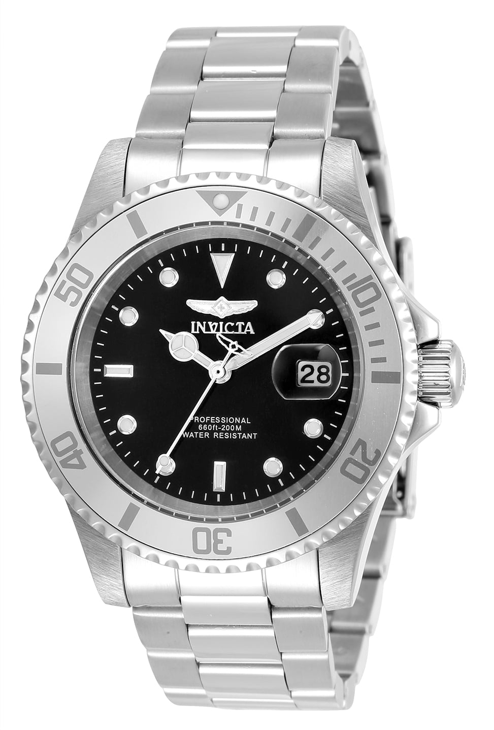 INVICTA Pro Diver Men 40mm Stainless Steel Silver + Steel Black dial PC32 Quartz