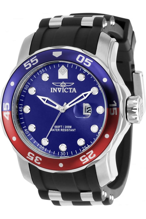 39102 Men's Pro Diver 48mm Black Silicone Blue Dial Quartz Watch