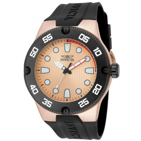 Invicta Pro Diver Rose Dial Black Polyurethane Men's Watch 18025