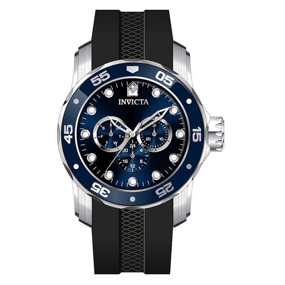 Invicta Pro Diver Scuba GMT Silicone Strap Blue Dial Quartz 45722 Men's ...