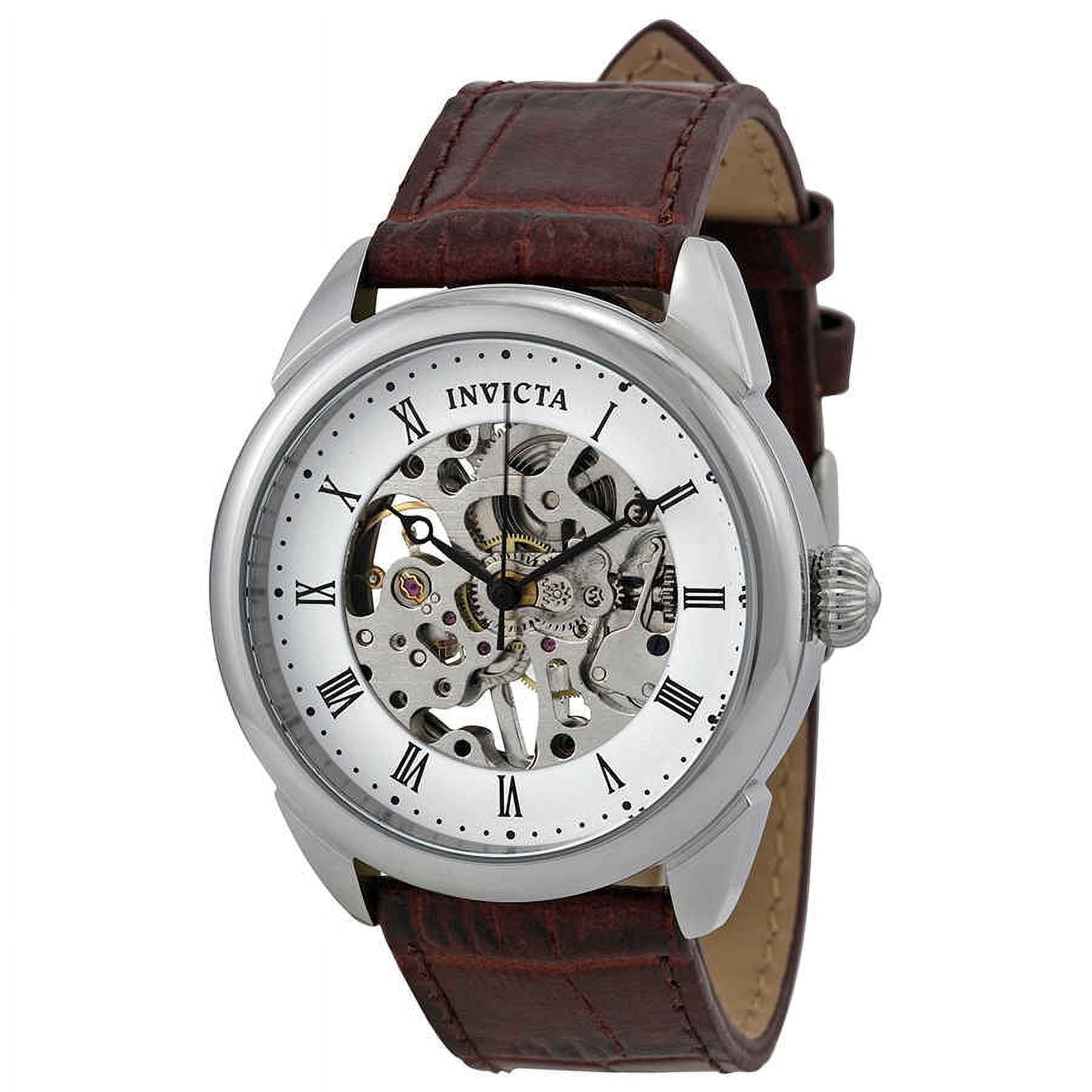 Invicta Specialty Men's Watch, White Skeleton Dial, Light Brown