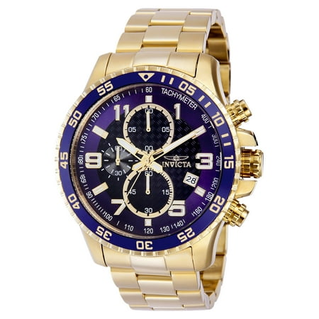 Invicta Specialty Men 45mm Stainless Steel Gold Blue Dial Chronograph Quartz Watch 37145