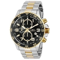 Invicta Specialty Men 45mm Stainless Steel Gold + Steel Black dial Chronograph Quartz Watch, 37187