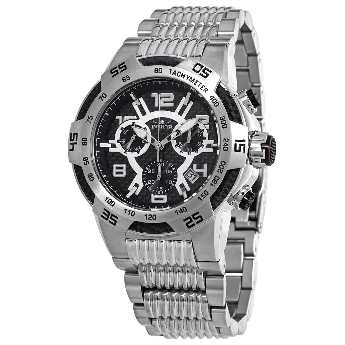 Invicta Speedway Chronograph Black Carbon Fiber Dial Men's Watch