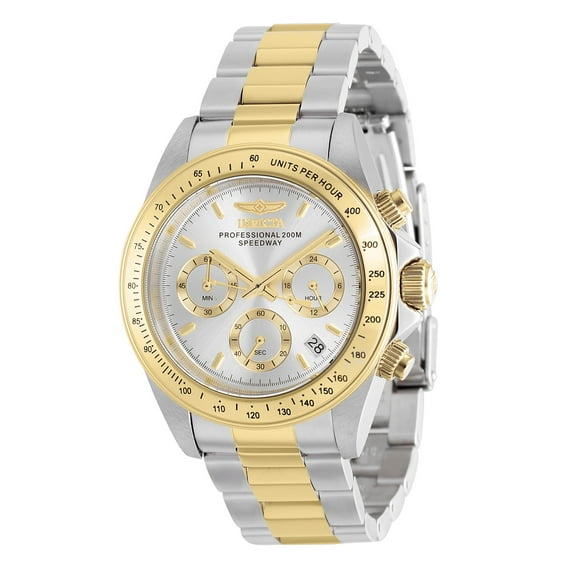 Invicta Speedway Men 39.5mm Stainless Steel Gold + Steel Silver dial Chronograph Quartz Watch