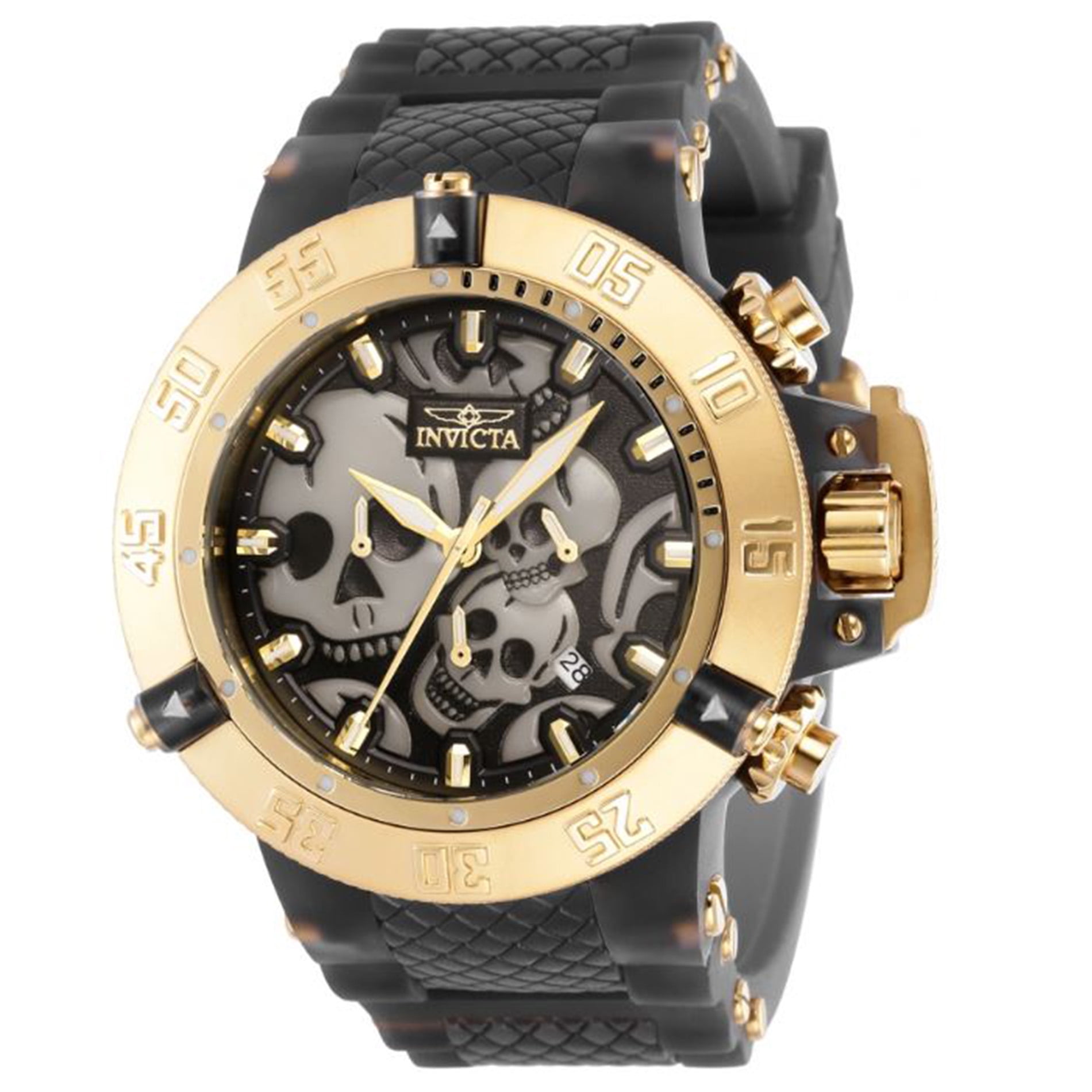 Invicta Subaqua Chronograph Quartz Black Dial Skull Men s Watch 37327 Walmart