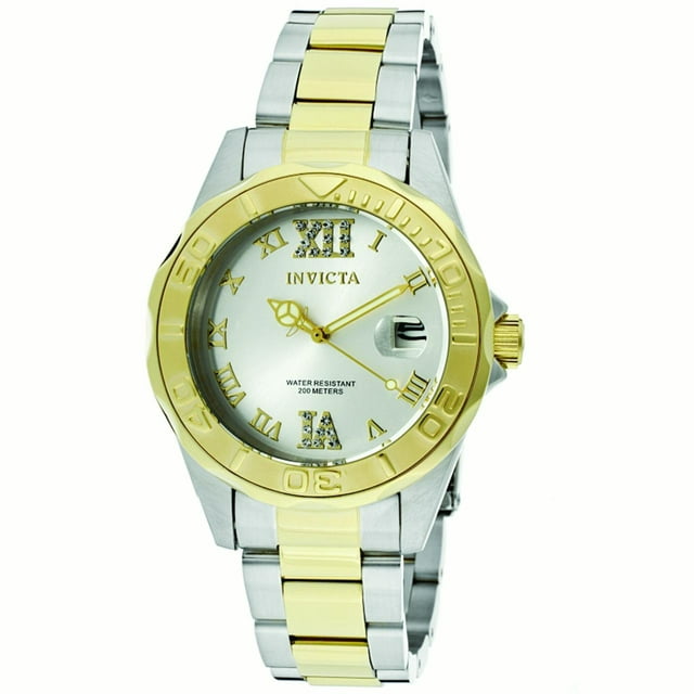 Invicta Women's 12852 Pro Diver Crystal Accents Gold Dial Two Tone ...