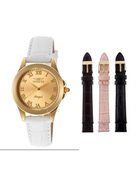 Women's 14805 Angel Analog Gold Ion-Plated Watch Set