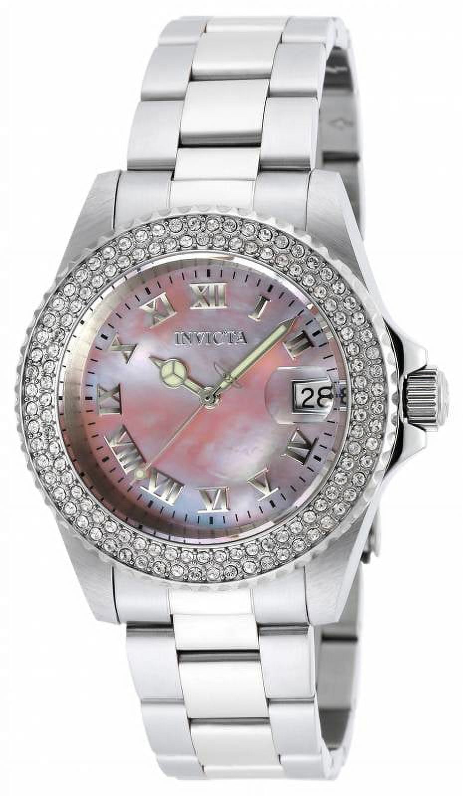 Invicta Women's 19874 Angel Crystal Accented Bezel Pink MOP Dial