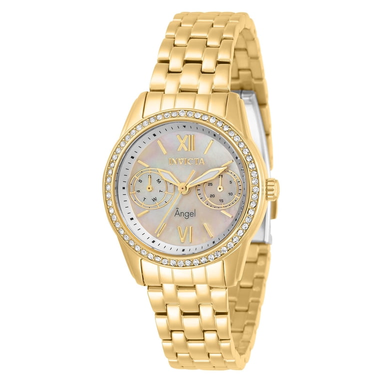 Invicta Angel Gold and White Multifunction Watch Invicta Womens 1655 Angel White Dial White Ceramic And Gold  main image 2