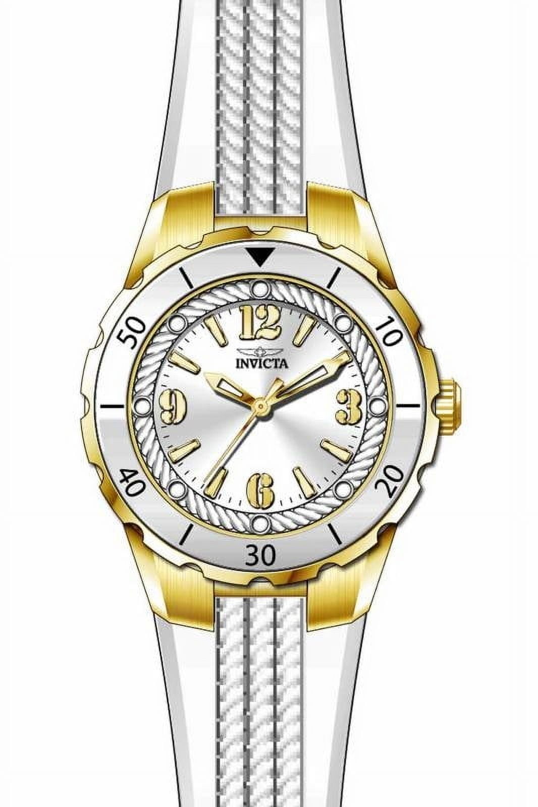 Invicta Women's Angel 38mm White Polyurethane Band Steel Case Flame-Fusion Crystal Quartz Watch 17484