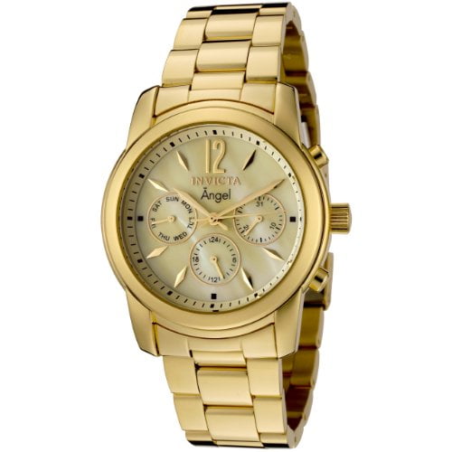 Invicta Women's Angel Multi-Function Mother of Pearl Dial 18kt Gold ...