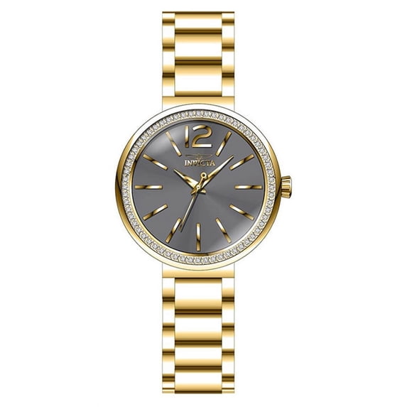 Invicta Women's Angel Quartz Charcoal Dial Gold Tone Stainless Steel Watch 29271