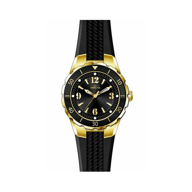 Invicta Women s Angel Watch Gold Tone Black Black Polyurethane Strap