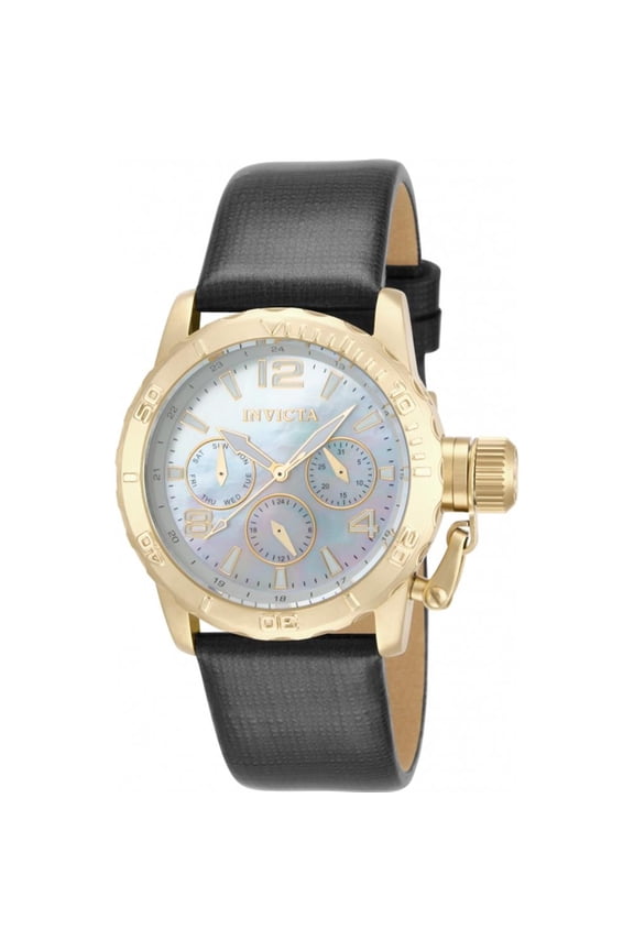Women's Corduba 38mm Black Leather Band Steel Case Quartz White Dial Analog Watch 14798