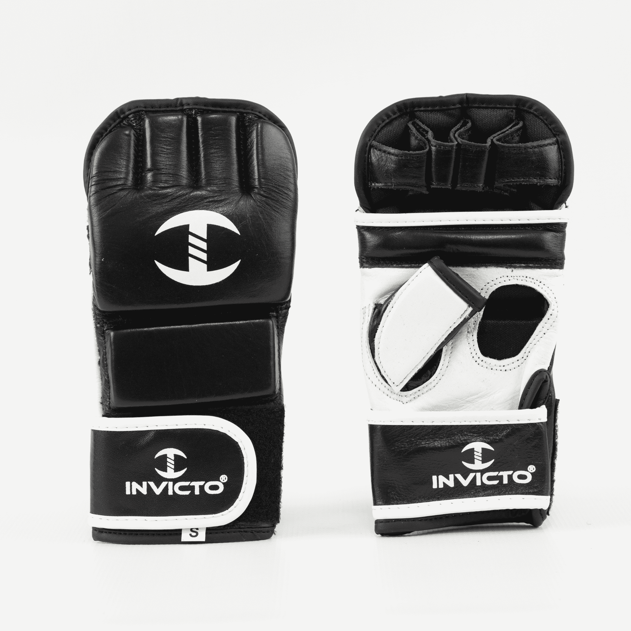 Invicto MMA Gloves Genuine Leather - Shadow Fury, Professional Training & Sparring Gloves, Adjustable Wrist Support, Sizes S–XL