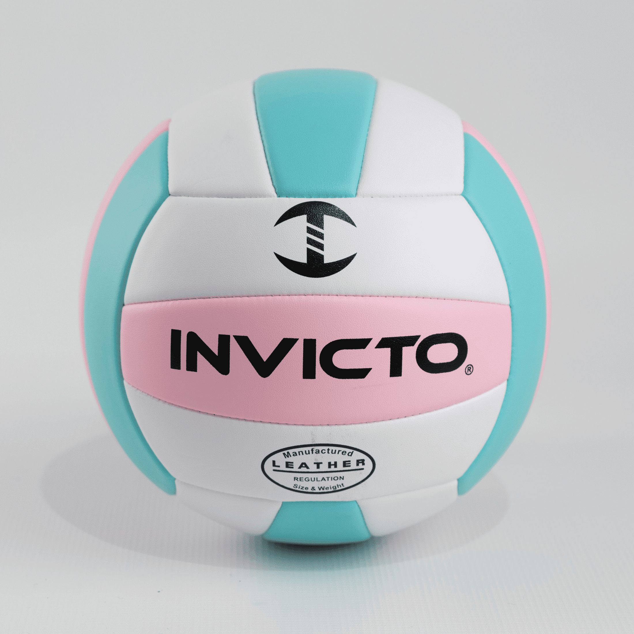 Invicto Premium Leather Volleyball, Official Size and Weight, Pink/Blue/White, Unisex