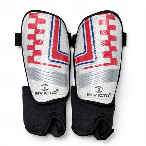 Invicto Soccer Shinguards with Ankle Protection, Hard Plastic and Foam Padding (Large)