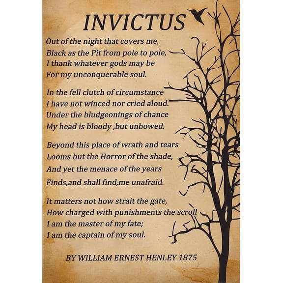 Invictus Inspirational Wall-Art poster Home Office Dorm Decor Retro Motivational Literature Poetry poster