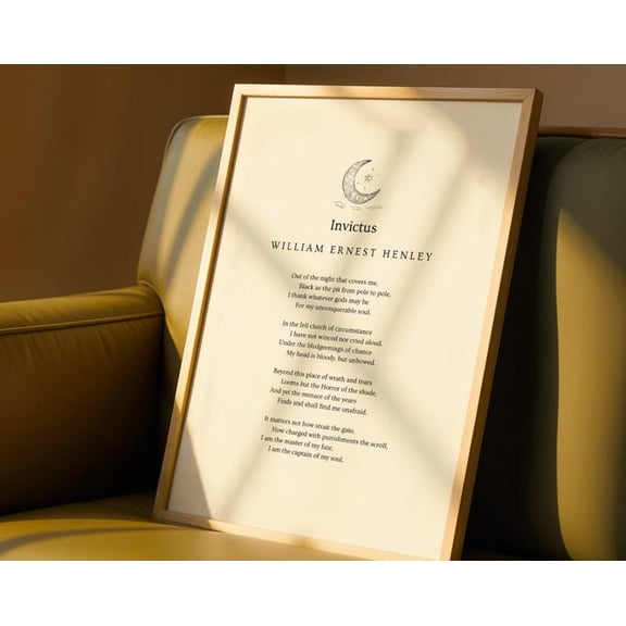 Invictus Poem Literary Wall Art Print, Unframed Paper Poster 8x10in