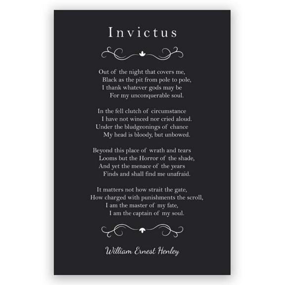 Invictus Poem Poster Inspirational Phrases Wall Art Prints Motivational Sayings Quote Poster Positive Print Decoration for Teens Adults Living Room Office Decor