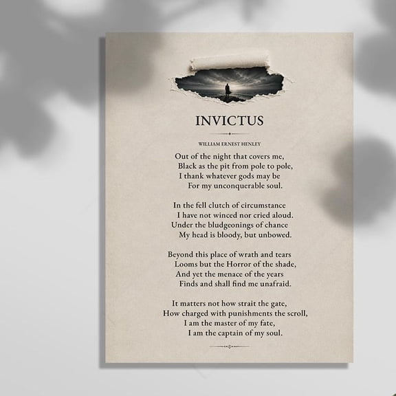 Invictus Poem Wall Art Print, Unframed Paper Poster 8x10in