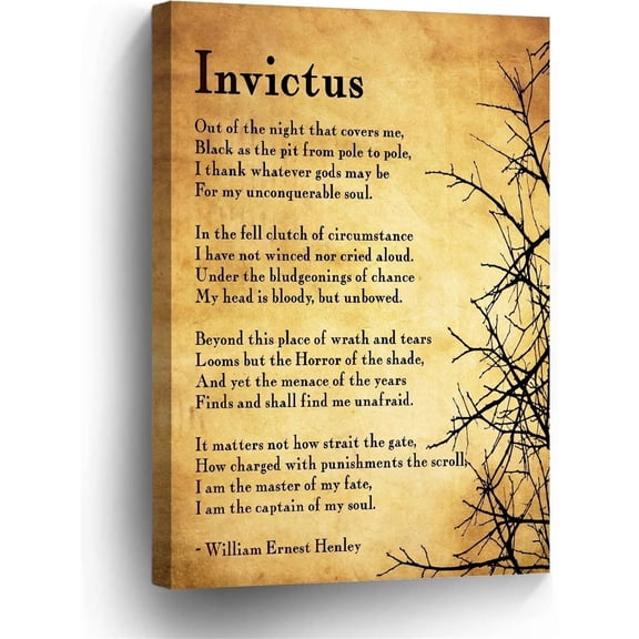 Invictus Poem Wall Art poster Inspirational Quote Print Canvas Retro Motivational Decor for Home, Office, Bedroom poster Unframed12x18inch(30x45cm)