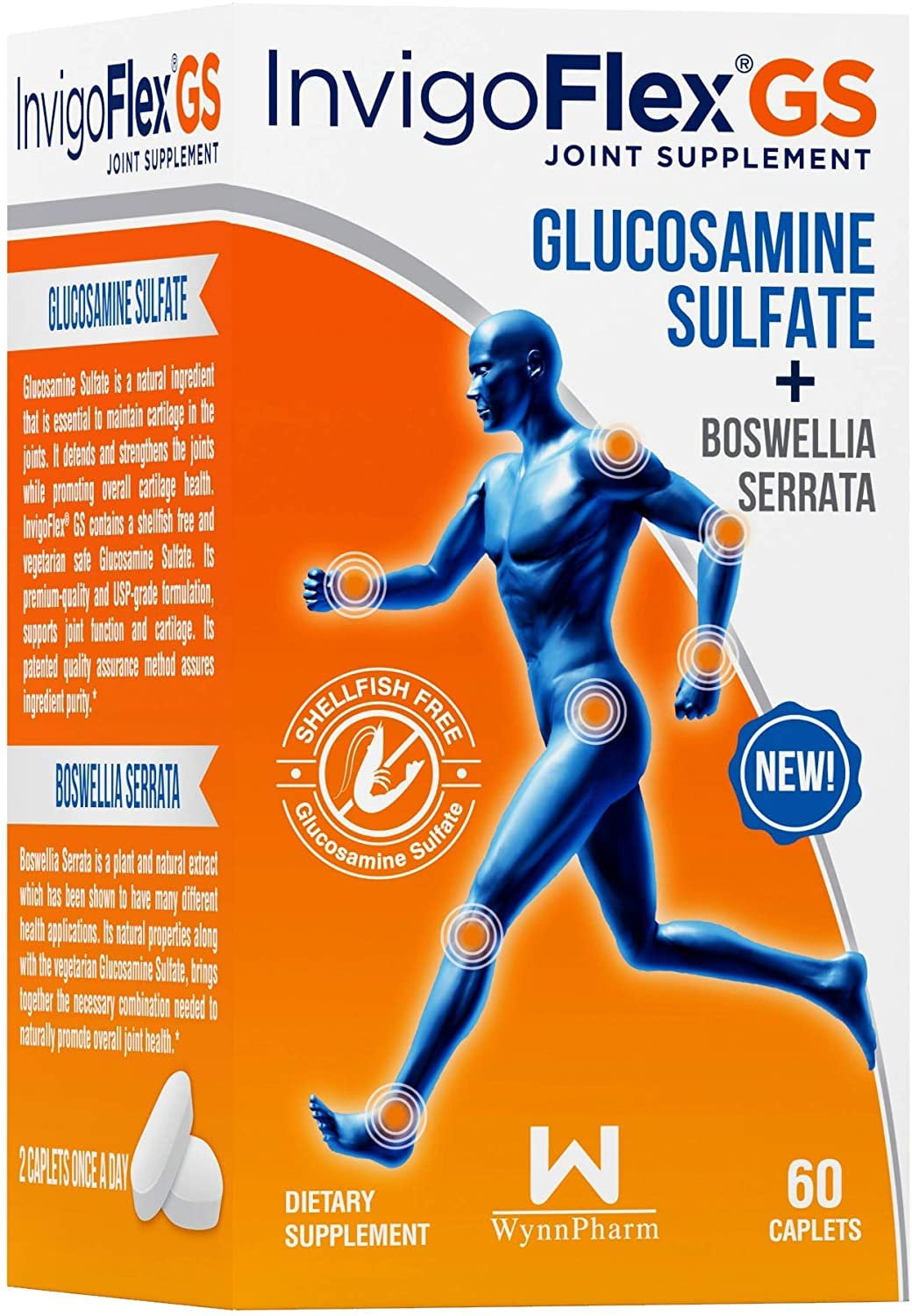 InvigoFlex Glucosamine Sulfate with Bosellia Serrata - Joint Support - Shellfish Free - 60 Caplets