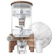 Invigorated Water pH Recharge Glass Alkaline Water Filter Dispenser, 2.25 Gallon, 1 Filter Bamboo Marble Set